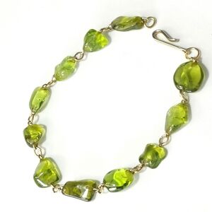 Vintage PERIDOT Nugget  Gemstone Bracelet 7"